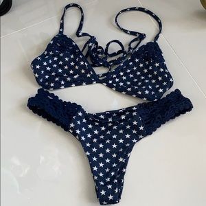 Star bikini with crochet details